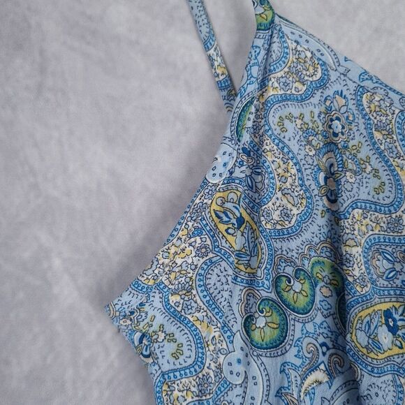Vntg Y2K Gap Slip Dress Womens 2 Blue Rayon Paisley Strappy Whimsy Fairy - Picture 4 of 16